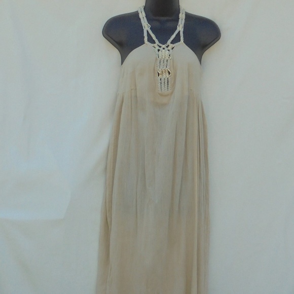 Calypso St. Barth Dresses & Skirts - Calypso Tan Halter Maxi Dress Size S